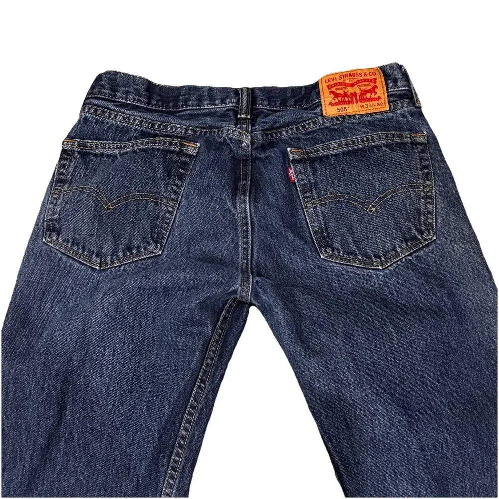 Levi’s 505 Jeans Medium Blue Denim Pants Mens Size 33X30 (Tagged 33x32) Straight